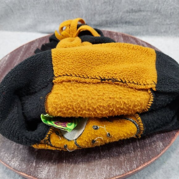 Scooby-Doo Kids Fleece Hat With Knot Tassels Black & Gold Cartoon Design - Picture 10 of 11